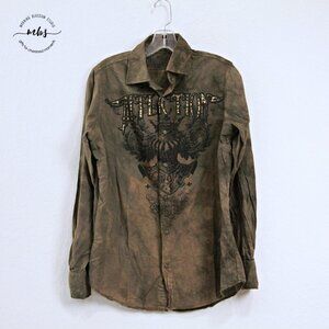 Affliction‎ Y2K Embroidered Grunge MMA Elite Button Up Long Sleeve Tye Die Shirt